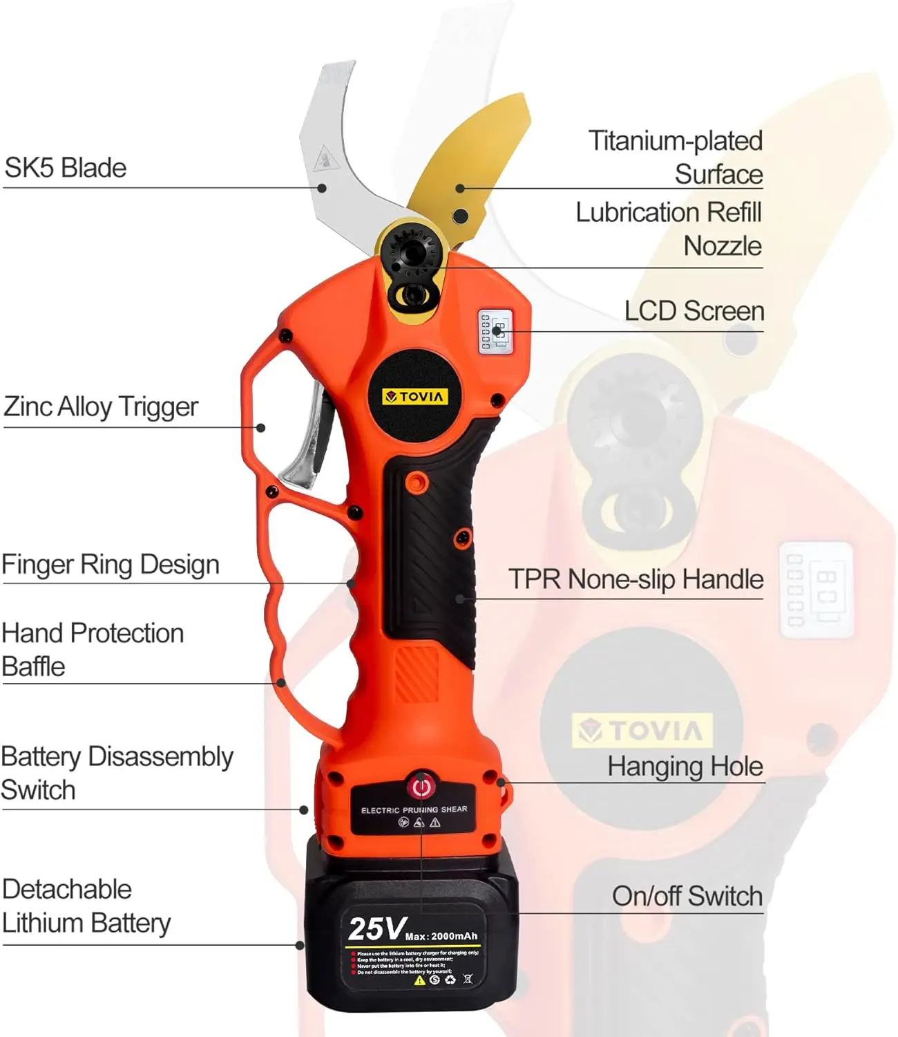 Cordless Pruning Shears Foot High Reach Extension Pole, Tool Belt, 2 Pack Lithium Batteries, SK5 Blade 3