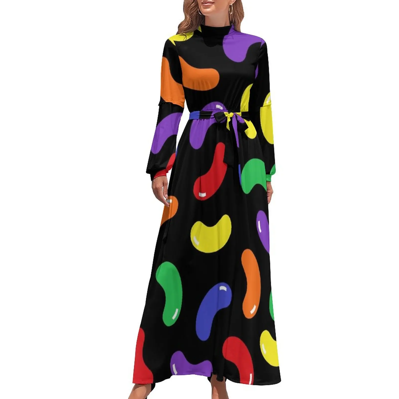 thumbnail image 1 of Vestido largo con estampado de gominolas, vestido elegante de lujo para fiesta de noche, vestido de mujer para mujer, vestido de verano para mujer, 1 of 5