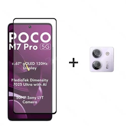 6 - in - 1 Premium Tempered Glass Screen & Camera Protector Set for POCO M7 Pro 5G (1 Glass and 1 Lens)