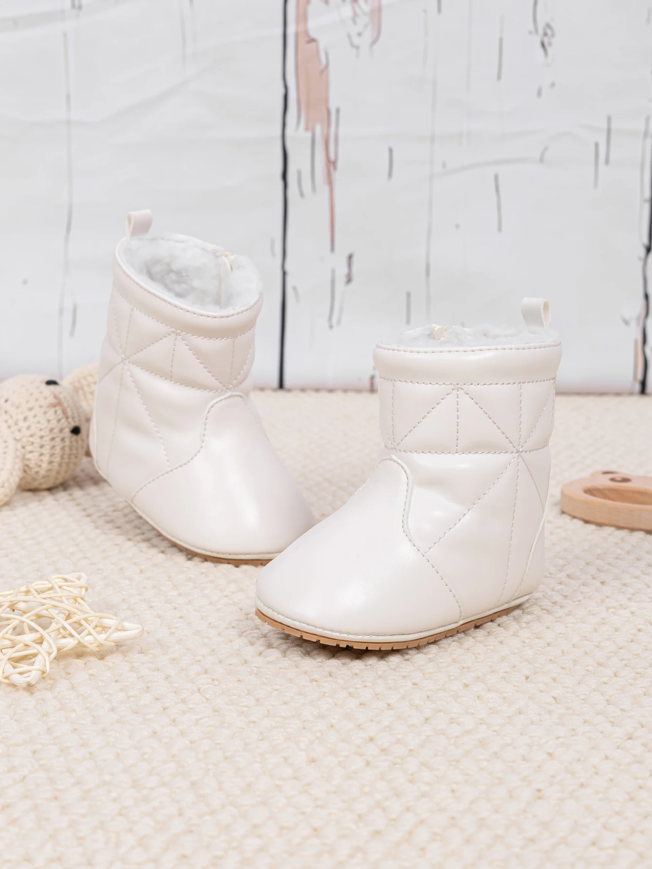 Meckior Neugeborenen Baby Stiefel Plüsch Winter dicken Boden warme Socken Stiefel weichen Boden bequeme Anti-Rutsch-Stiefel Kleinkind Schneeschuhe – Detail 2