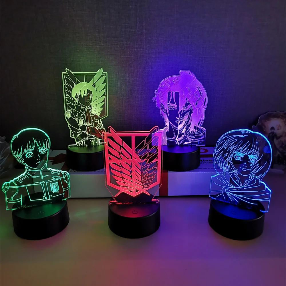 Светодиодная лампа атака на Титанов 3D светильник с датчиком движения USB для