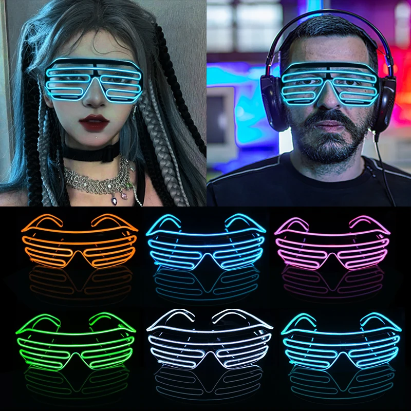 

LED Light Luminous Glasses Neon Flashing Sunglass Glowing Party Supplies Halloween Party Bar Festival Decoration Cotumes Props