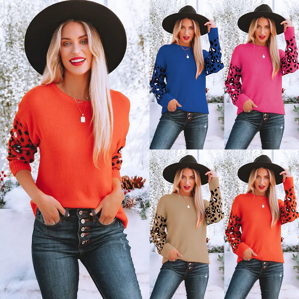 

Женский вязаный пуловер с круглым вырезом, большого размера