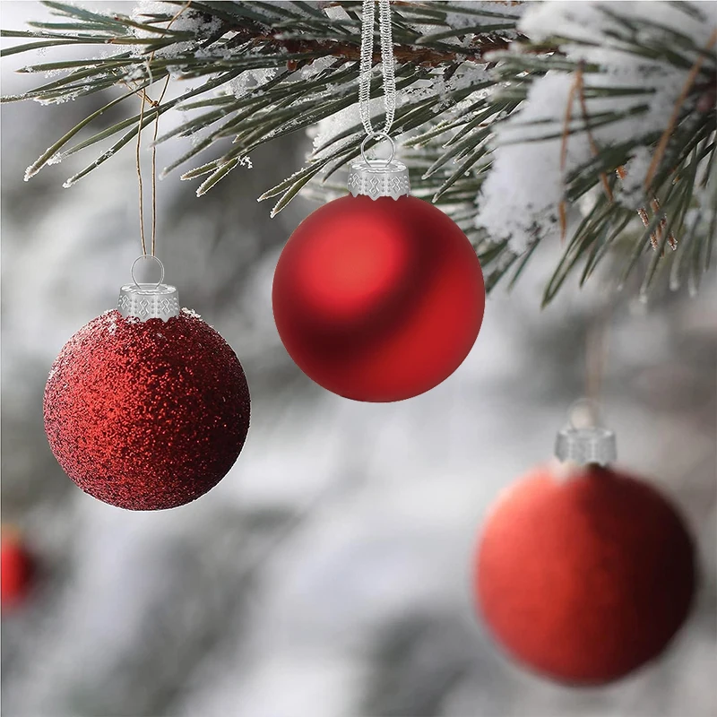 50 100pcs Round Christmas Ball Ornament Caps Gold Silver Hangers For Home New Year