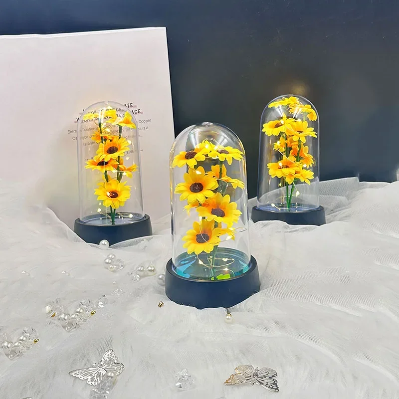 Künstliche Sonnenblumen Plastikset Valentinstag Muttertag Ewige Blume Geschenk Geburtstagsgeschenk Kann Leuchten – Detail 9