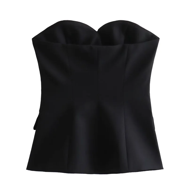 Image of HXAO Tube Top Women 2024 Off shoulder Backless Top Vest Corset top White Black Sleeveless Tops Tank Crop top mujer