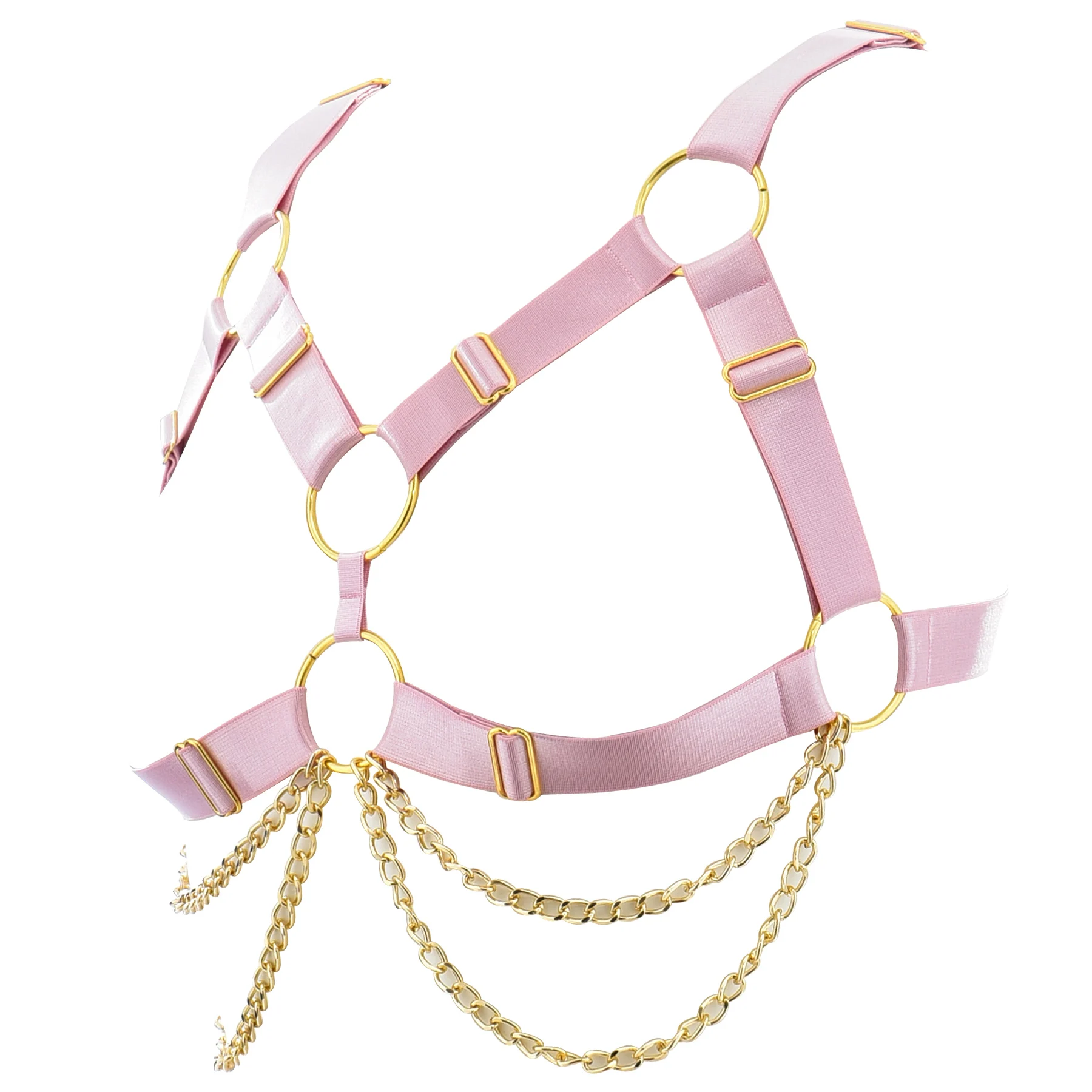 Punk Pink Women Sexy Lingerie Body Bondage Cage Harness Elastic Halloween Adjustable Suspender Goth Gold Color Body Chain