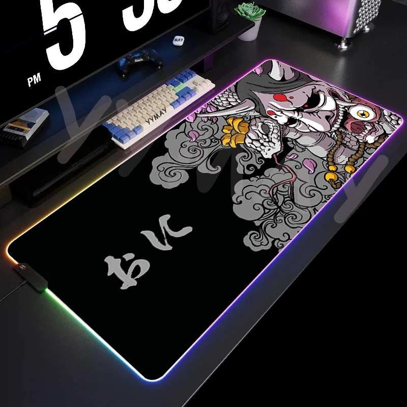 thumbnail image 1 of Alfombrillas de ratón LED para videojuegos, diseño de pulpo, alfombrilla de escritorio con retroiluminación grande, 39,3x19,6 pulgadas, alfombrilla para jugador RGB, alfombrilla luminosa para ratón, 1 of 5