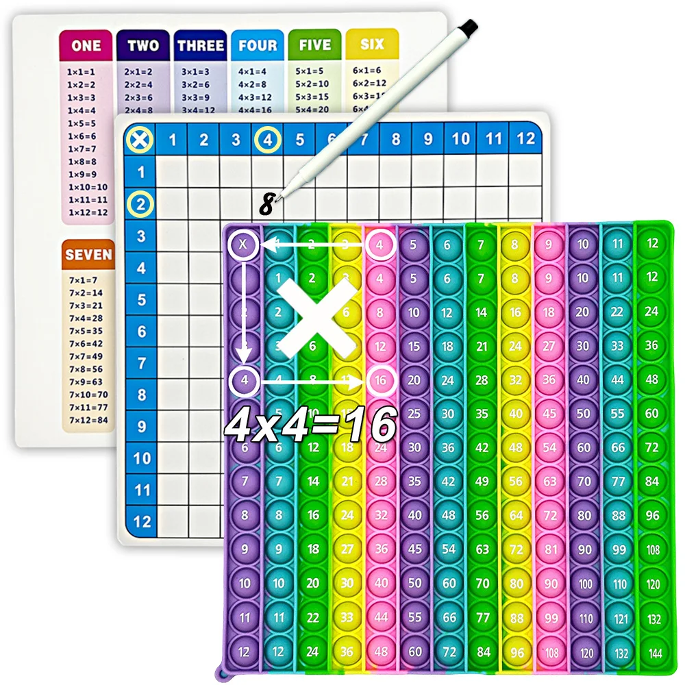 Multiplication games pop toy erasable card pen math learning writing games educational stationery for kids