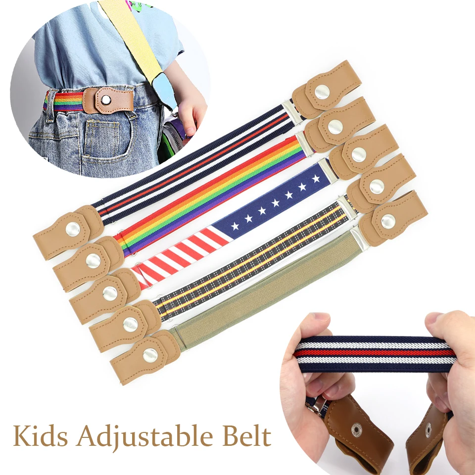 Child Kids Easy Belt Buckle-Free Elastic Belt Boys Girls Stretch Canvas Adjustable Children Belts Strap Jeans Pants