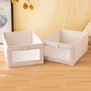 Japanese Cotton Linen Clothes Storage Box Household Drawer Type Fabric Belt Window Storage Box Foldable Wardrobe Storage 1PC 3