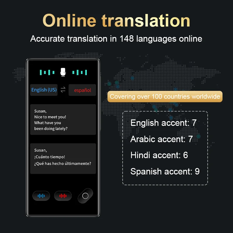 Language Translator Device S35 ChatGPT 148 Languages Smart Ai Voice Translating 18 Offline Pocket Dictionary Offline Translation