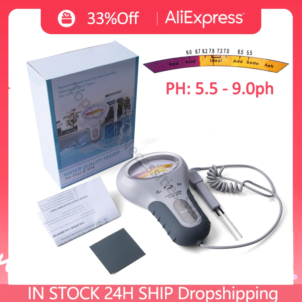 PH/CL2 Water Quality Chlorine Tester Level Meters 2 In 1 Spa Swimming Pools Checker Measurement PH Meters PC-102 PH