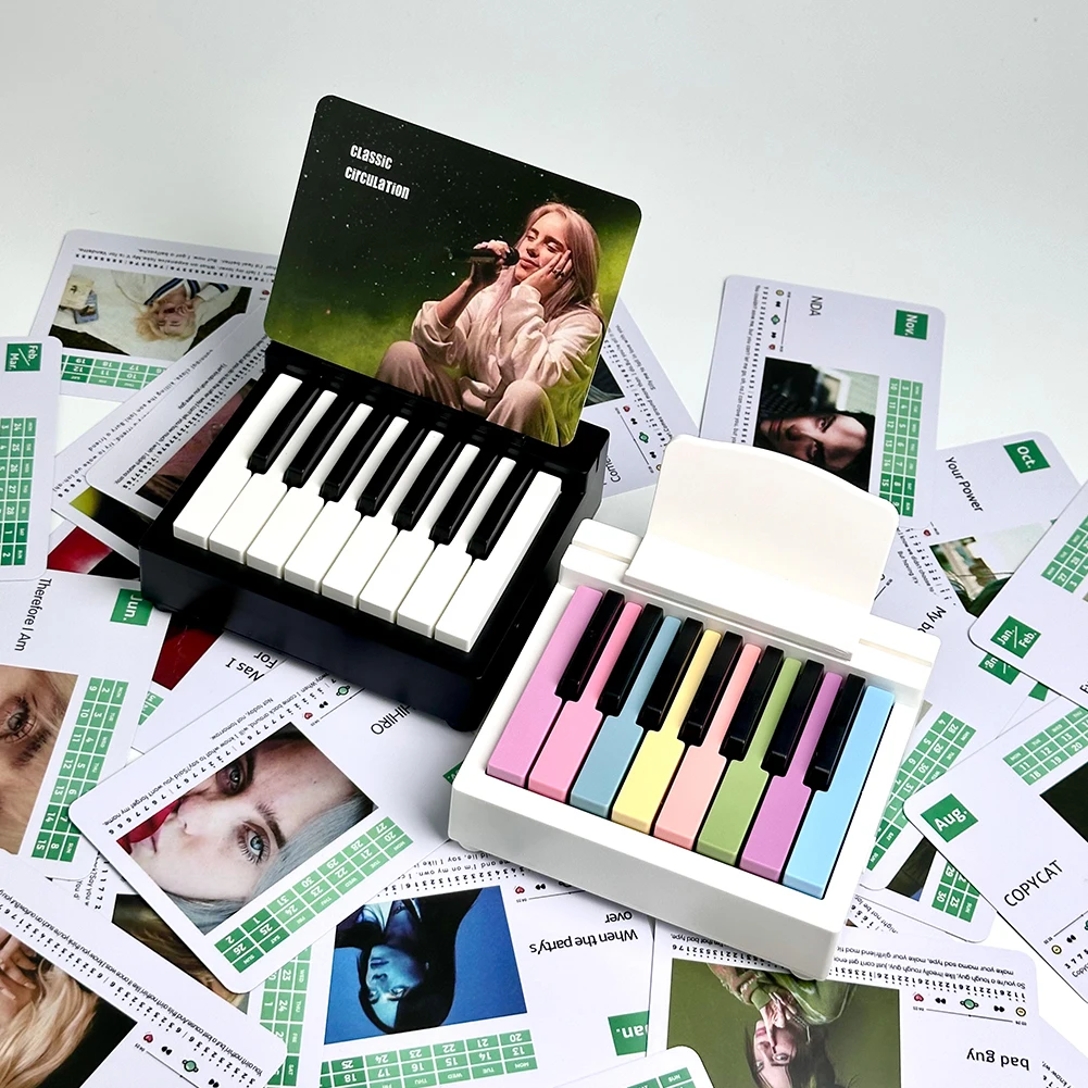 Piano Calendar 15 Keys Piano Calendar with 27 Music Cards Desk Mini Gift for Fans