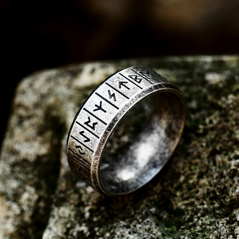 Stainless Steel Finger Ring Beier Stainless Steel Odin Norse Viking Amulet Rune MEN Ring Fashion Words Retro Jewelry LR-R133