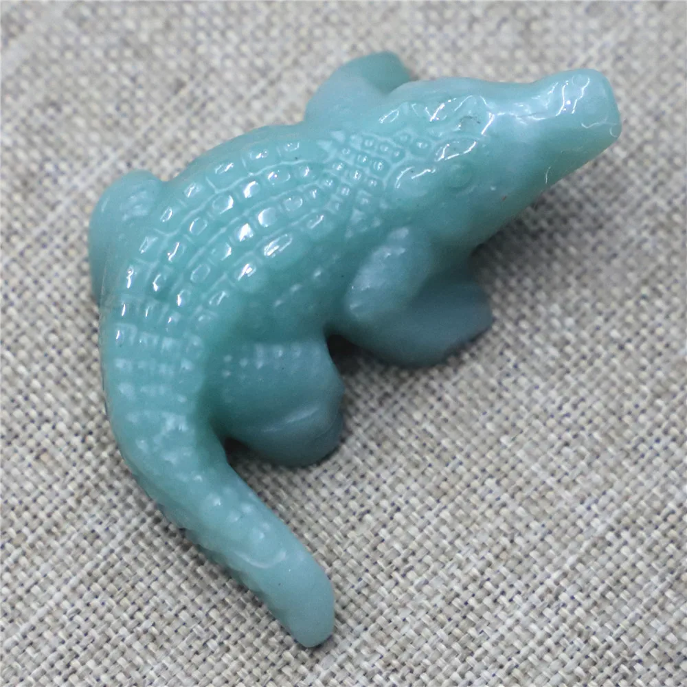Natural Stone Crystal Crocodile Alligator Handmake Carved Animal Ornaments Polished Healing Crafts Souvenir Family Decoration