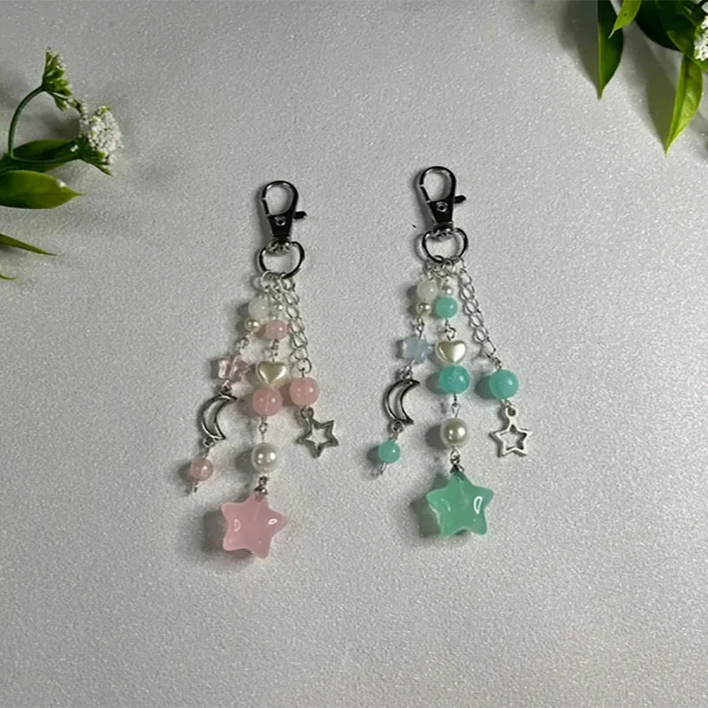 Celestial Star Beaded Charm Keychain cute aesthetic charm layered