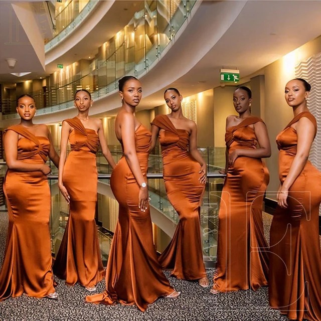 Satin Elegant Gowns for Weddings Bridesmaid Dresses One Shoulder Guest Dresses for Women Wedding Party Dress Robe customized 1