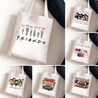 Friends Tv Show Series Pattern Tote Bag Fashionable Canvas Bags Parties Travel and Shopping Machine Washable Student Fans Gifts 1