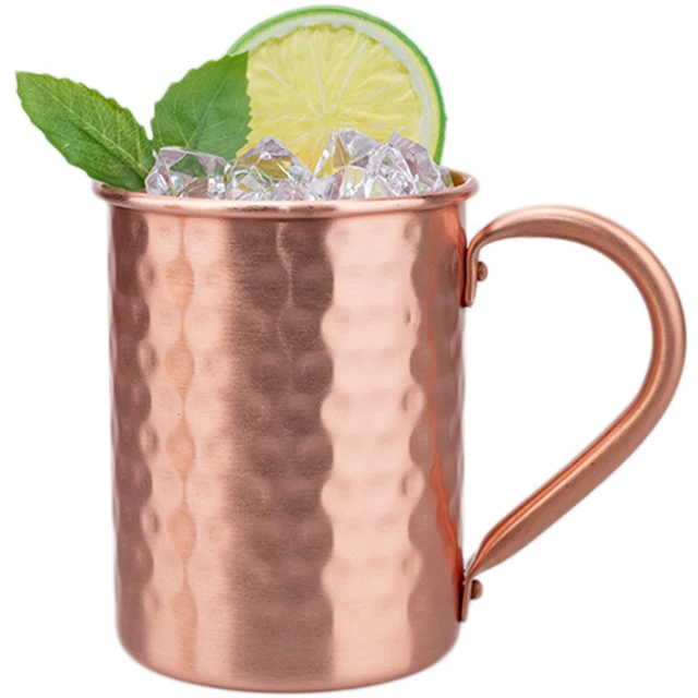 Nuove tazze di rame al 100% puro solido Mosca Mule Tazze di rame PURO a forma di tazze da cocktail da 400 ml Birra Latte Boccale Bicchieri 6