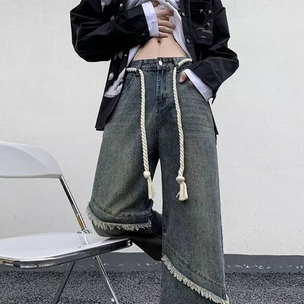 Jeans Da Uomo Pantaloni Jeans Cargo In Denim A Gamba Larga Jeans Larghi Dritti Da Uomo Hip Hop Streetwear Skateboard Pantaloni In Denim Neutro