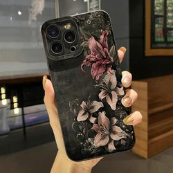 Flower Vintage Floral Black Background Shockproof Phone Case Cover - Redmi Note 10 (1)