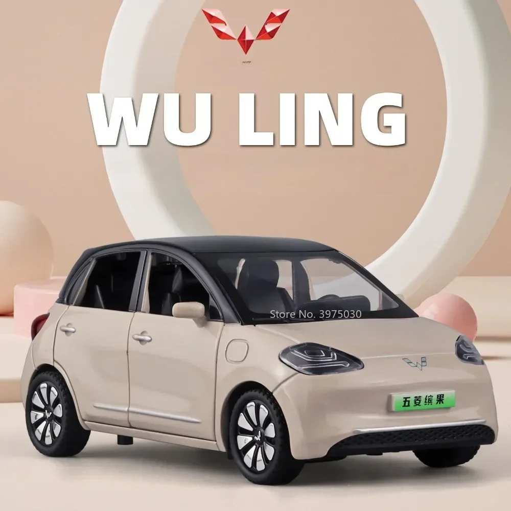 1/32 New Energy Electric Car Model Toy Wuling Binko Alloy Diecast Vehicles Con Sound Light Collection Toys For Children Gifts