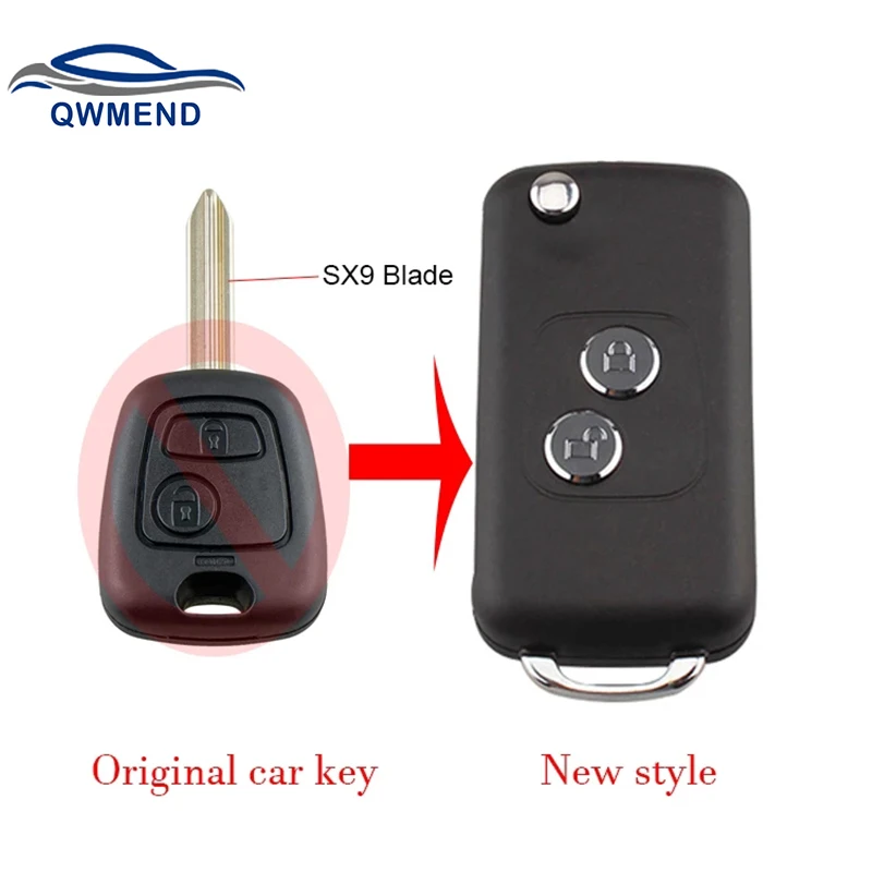 QWMEND For Citroen C1 C2 C3 Saxo Xsara Picasso Berlingo 2Buttons SX9 Blade Remote key shell Case