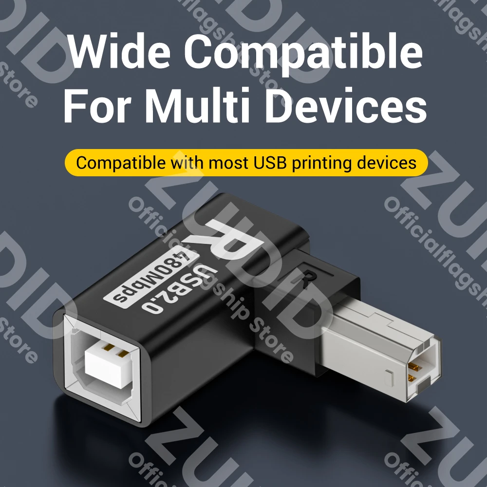 팔꿈치 USB2.0 프린터 어댑터 USB 유형 B 남성-여성 프린터 하드 드라이브 기본 팩스 기계 스캐너 USB 2.0 프린터 어댑터
