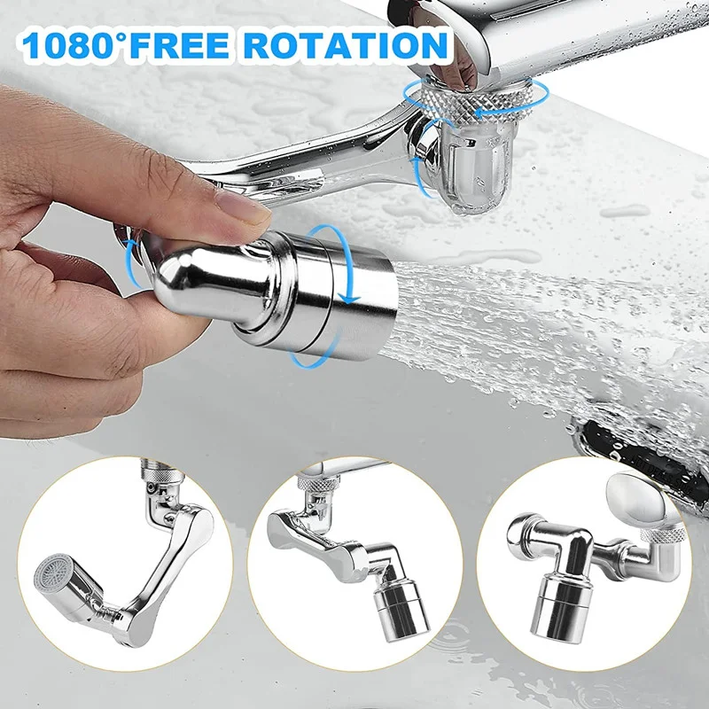 Universale 1080 ° Rotary Kitchen Faucet Extender Aeratore Plastica Splash Filter Cucina Lavabo Rubinetto Bubbler Ugello Braccio Robotico