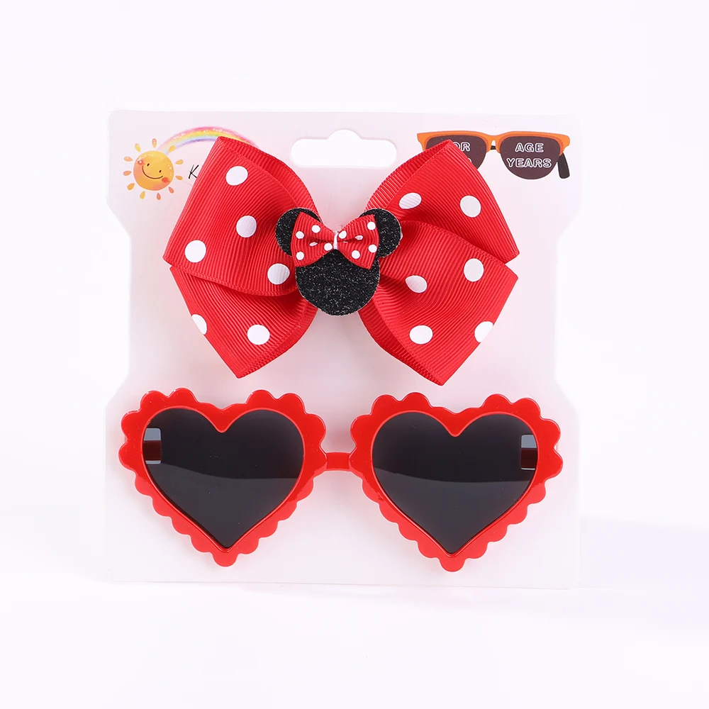 Hair accessories 2Pcs/Set Baby Hairpin Child Cute Bow Heart Shaped Newborn Protective Sun Glasses Girl Seaside Vacation Hair Accessories