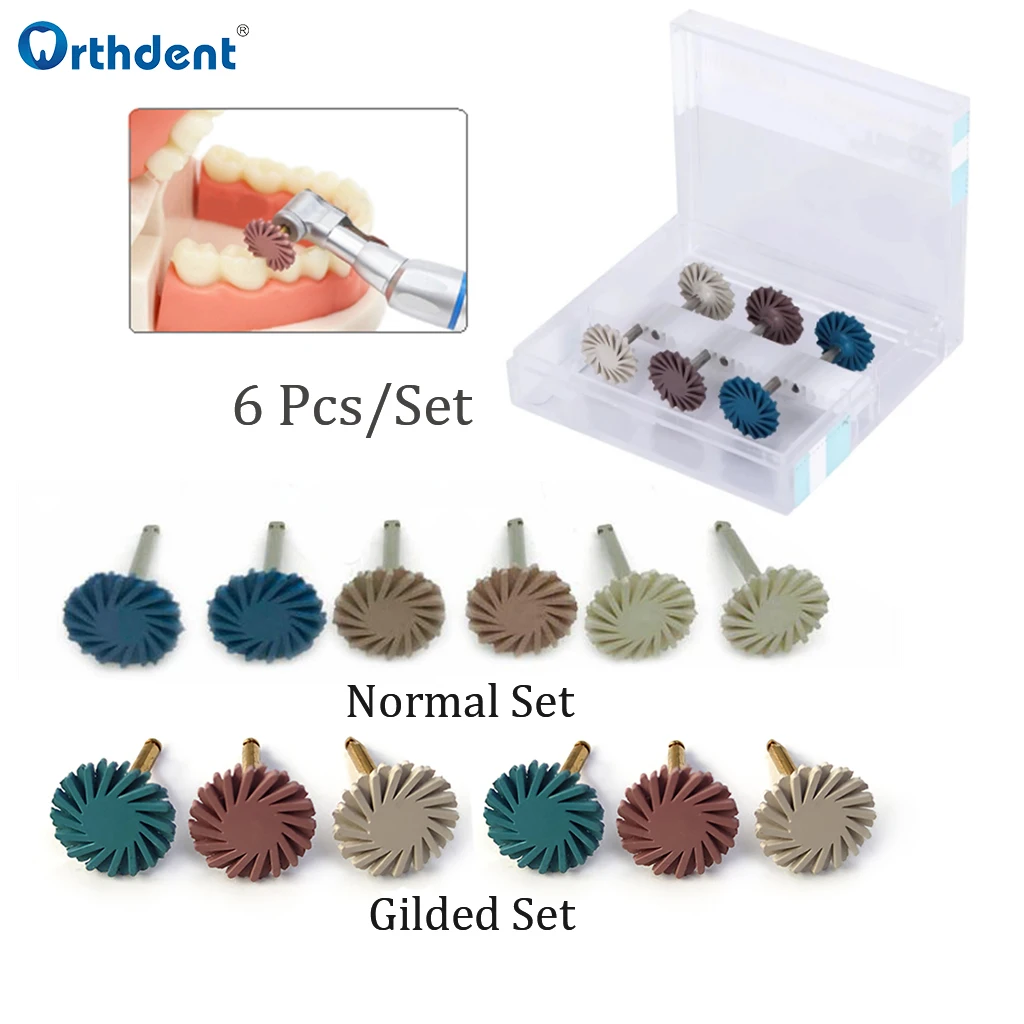 

6 Pcs/Box Dental Composite Resin Polishing Disc Kit RA Mixed Spiral Brush Burs Rubber Diamond Polisher Wheel Dentistry Tools