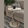 C Shaped End Table for Couch Small Places, Faux Marble White Space Saver Round Side Table for Sofa and Bedside with Wheels 4