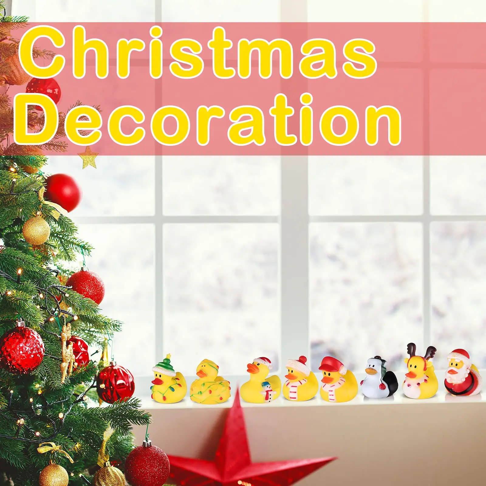 12/24/48 Pcs Christmas Rubber Ducks in Bulk Toys Holiday Rubber Ducks for Jeep Ducking, Xmas Party Favors Decorations 6