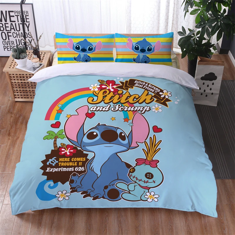 Lilo & Stitch Disney Cartoon Bedding Set Print Duvet Cover Sets Pillowcases Home Textile Children Boys Girls Bed Set Bedclothes