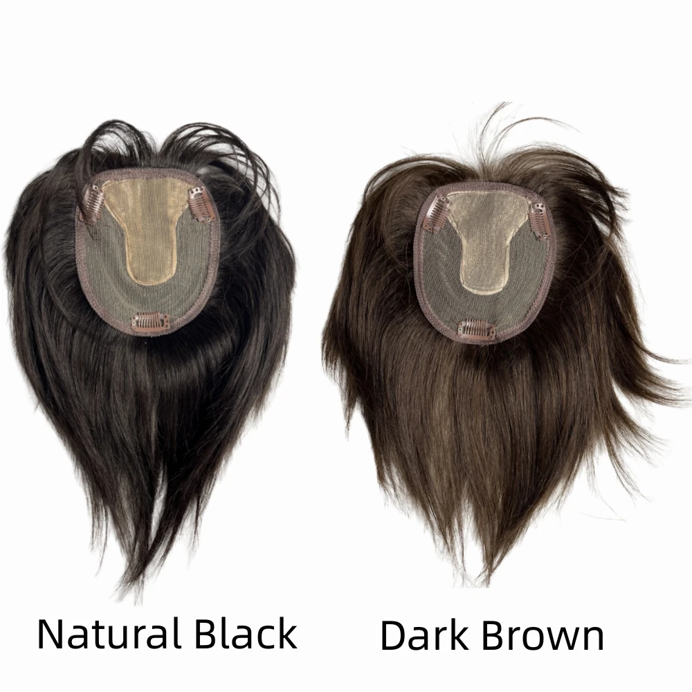 Real Human Hair Toppers With Bangs Straight Fringe Clip In Natural Extensions Hairpieces Cover White Grey Hair Loss For Women