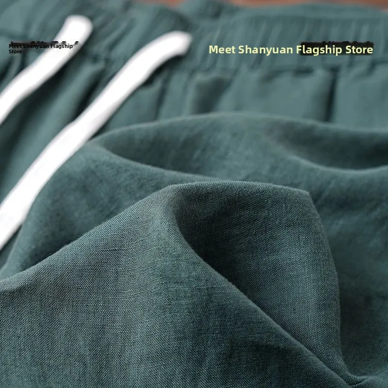 Pure Linen Light Weight Breathable Casual Pants Men Women Summer Season Loose Fit Tapered Leg Cotton Linen Blend Trousers