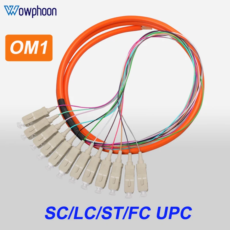 

12 Cores 1Meter OM2 Fiber Patchcord SC/LC/FC/ST UPC Fiber Optic Pigtail MM Multimode Bundle Optical Pigtail