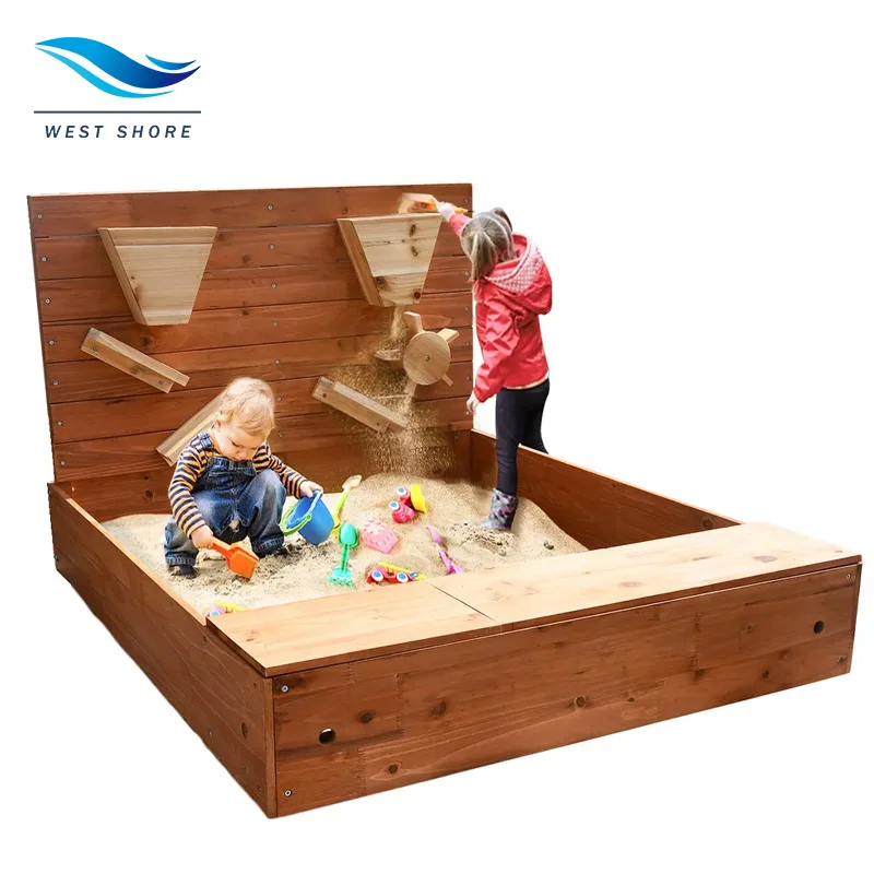 

Kids Outdoor Play Preschool Furniture Sandpit Wooden Sandbox With Storage Space And Waterproof Coating For Daycare