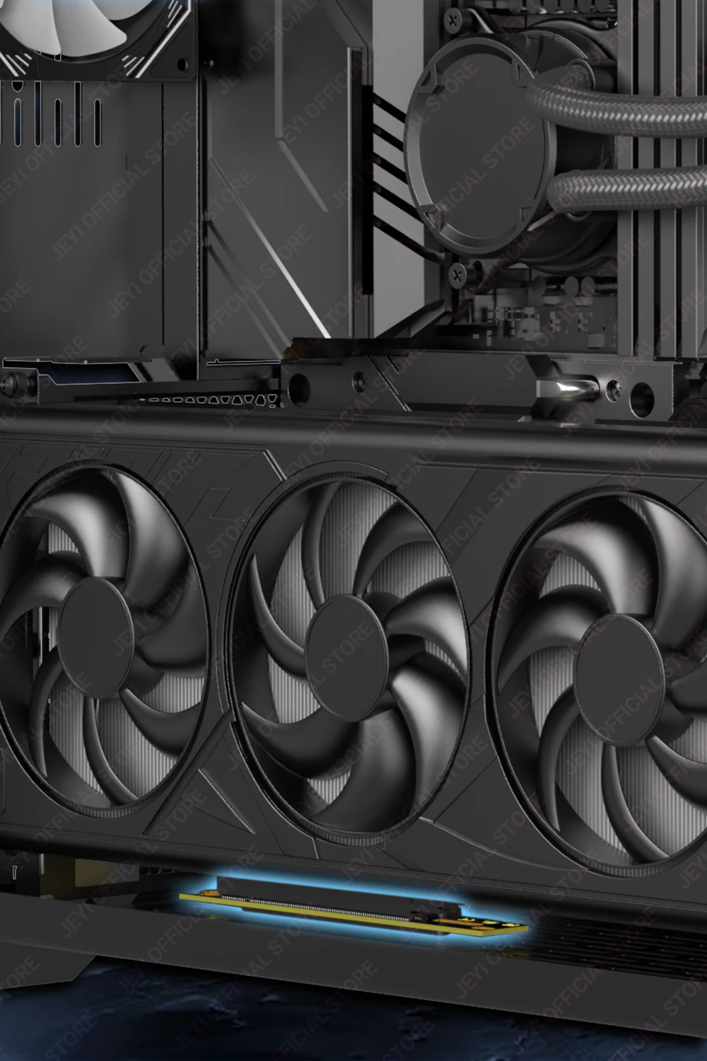 JEYI PCIe 4.0 Riser-Kabel 90 Grad, PCIe 3.0/4.0 X16 Verlängerungskabel, EMI-geschirmte GPU-Verlängerung für RTX 4090/4080/4070/7900XTX – Detail 11