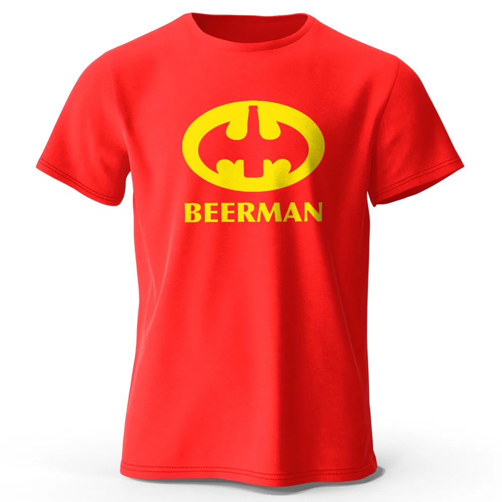 Men's Classic Beer Man Graphic Oversized T-Shirt - 100% Cotton Casual Summer Tee