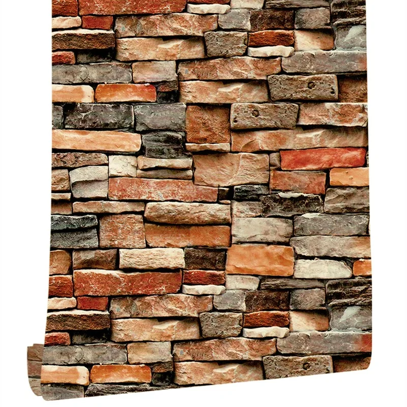 

DIY Self-adhesive Red Retro Imitation Brick Pattern Wallpaper Wall Sticker Waterproof Mural Kitchen Bathroom Room Home Decor