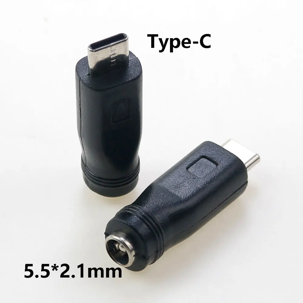 노트북 PC용 암-마이크로 USB C 타입 수 5 핀 DC 전원 플러그, 180 도 커넥터 어댑터, 5.5x2.1mm, 4.8x1.7mm, 1 개