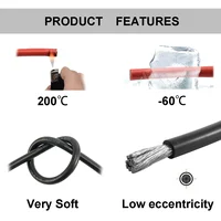 Câble électrique en cuivre pour batterie de voiture en silicone, jauge Awg, panneau solaire, fil électrique flexible, degré de chaleur, 4, 8, 10, 14, 16, 24, 30 6