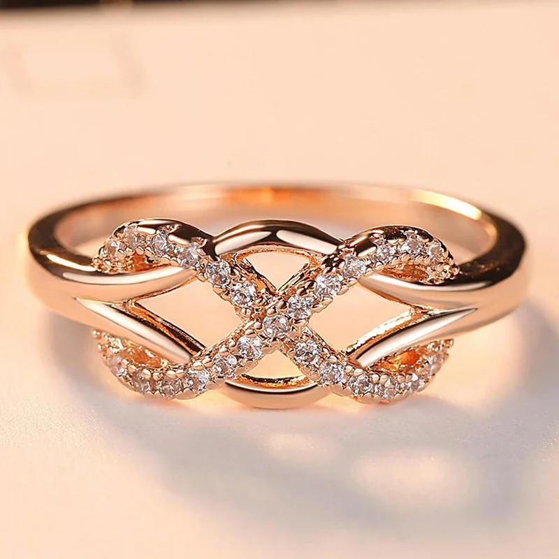 Women Fashion Engagement Rings Stack Skinny Micro Pave Crystal Wedding Bridal Party Cubic Zirconia Rings Sets Jewelry Gifts