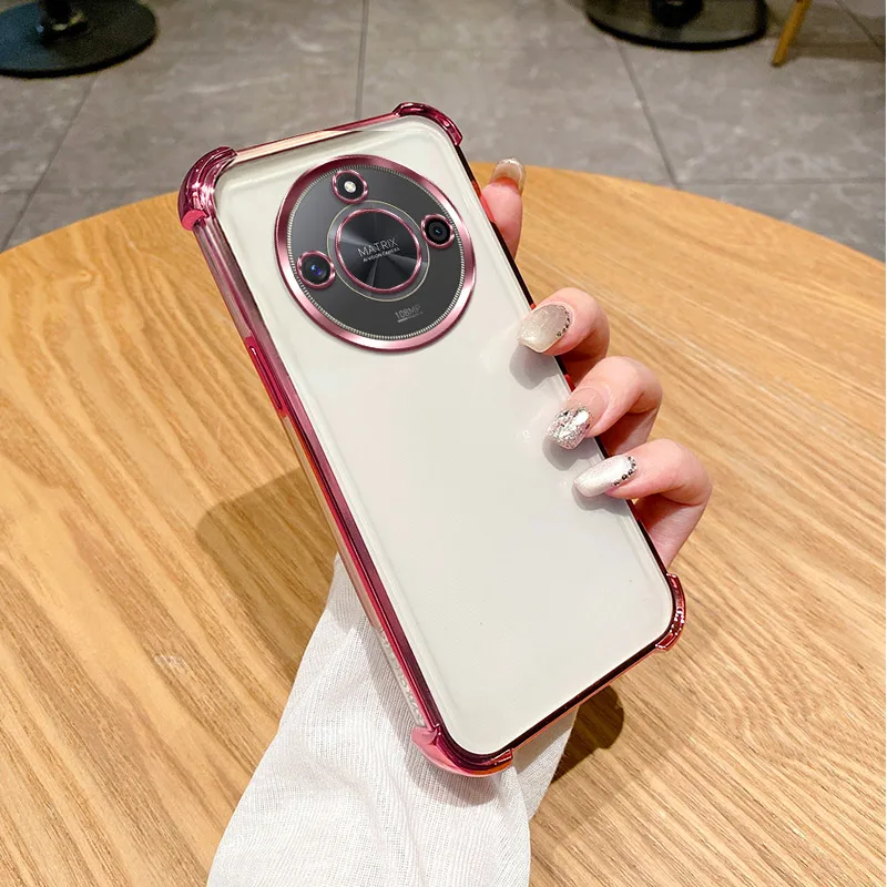 Shockproof Plating Silicone Soft Back Cover with Enhanced Corner Protection
