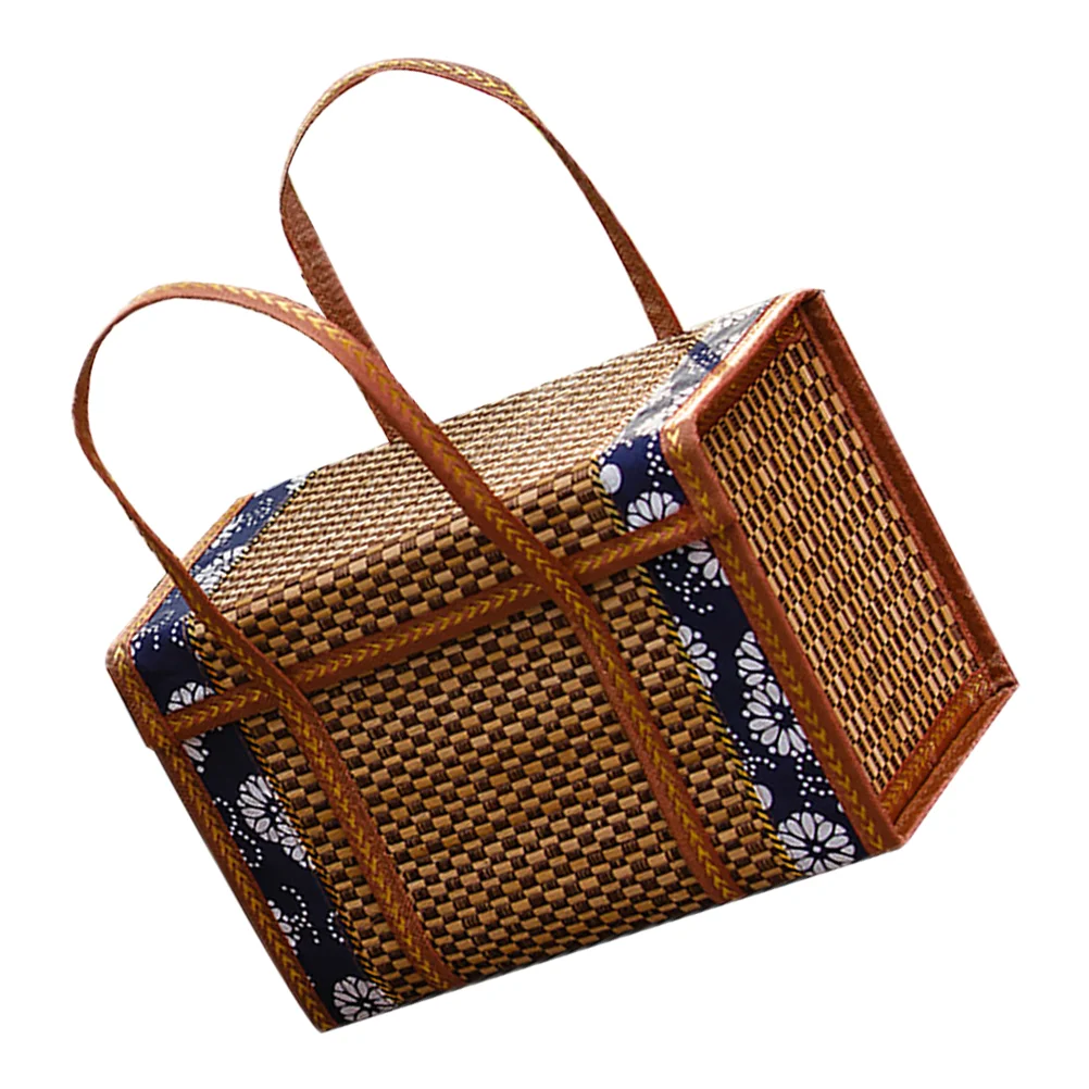 Decorative Bamboo Woven Basket Picnic Snack Storage Basket Handheld Fruit Basket