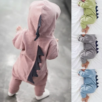 Abbigliamento per neonati nuova moda abbigliamento per il tempo libero ragazzo ragazza dinosauro pagliaccetto con cappuccio tuta abiti autunno inverno abbigliamento per bambini