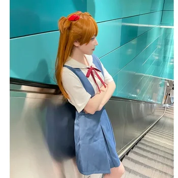 Rei Ayanami Costume Cosplay Asuka Langley Soryu Cosplay femmes école uniforme robes perruque pinces à cheveux Halloween Loli