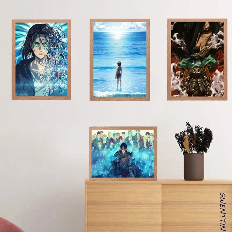 Wall Light Painting Japanese Animation Attack on Titan Photo Frame Ornaments Desktop Night Lamp LED Bedroom Decor Cartoon Gifts led light led wall lamp wall light